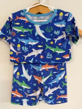 Little Sleepies Shark Frenzy Lunaluxe Bamboo Two-Piece Short Pajama Set Size 5/6